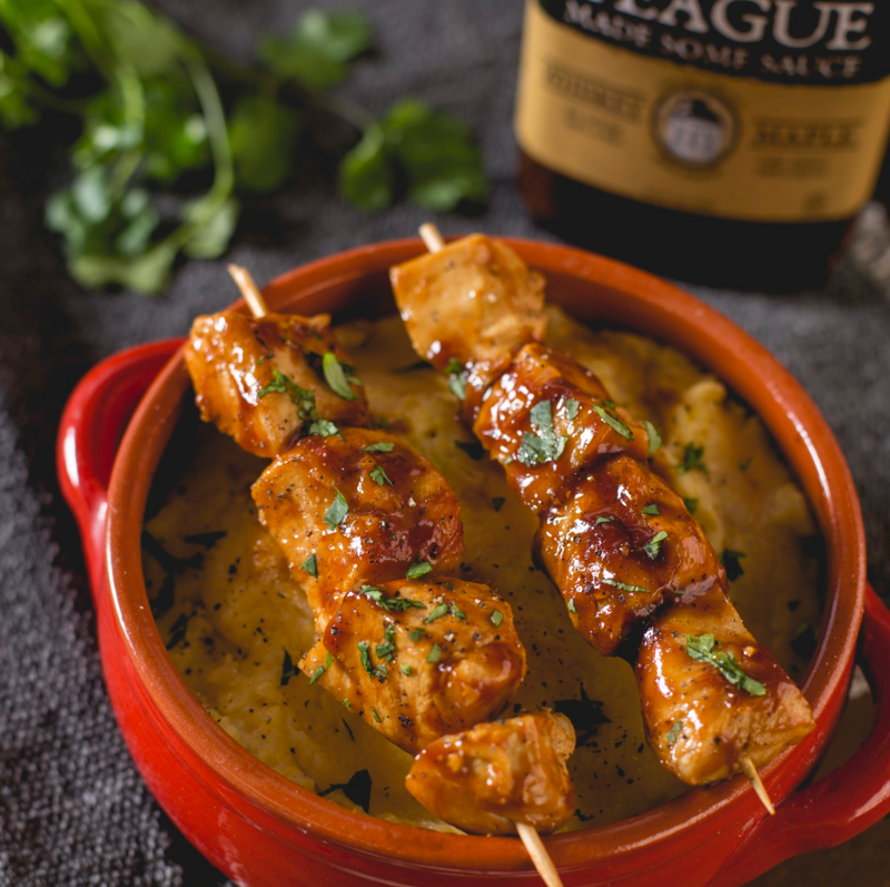nice big bowl of polenta with savory chicken