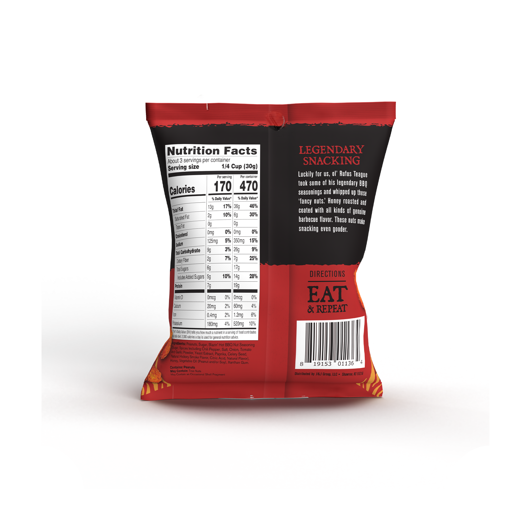 HOT BBQ PEANUTS - 3oz Pouches