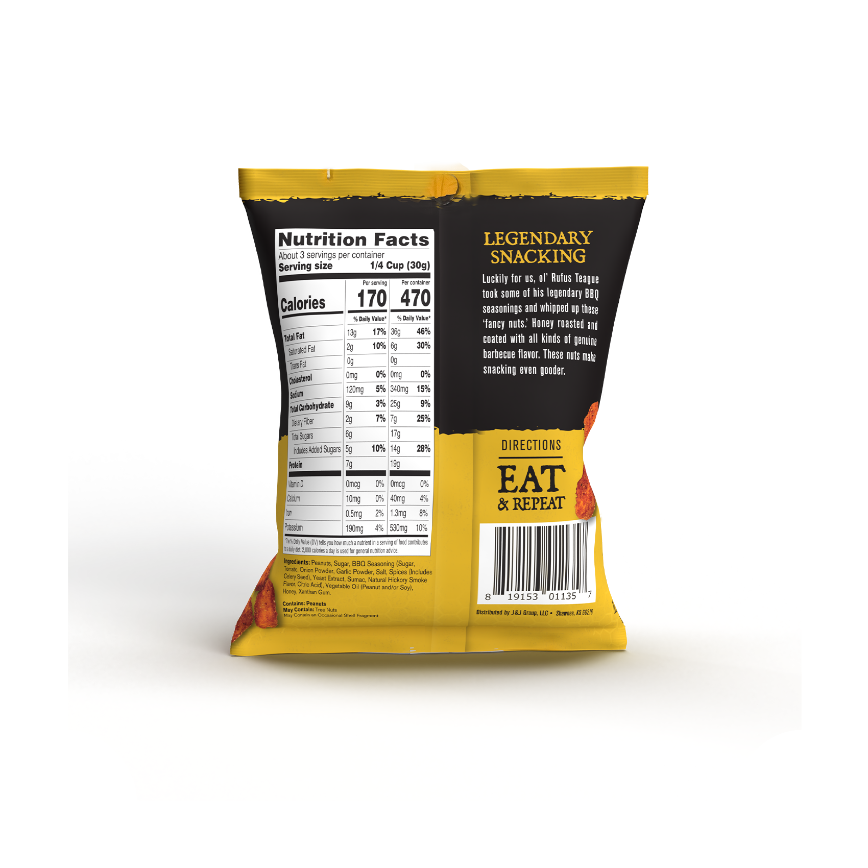 BBQ PEANUTS - 3oz Pouches